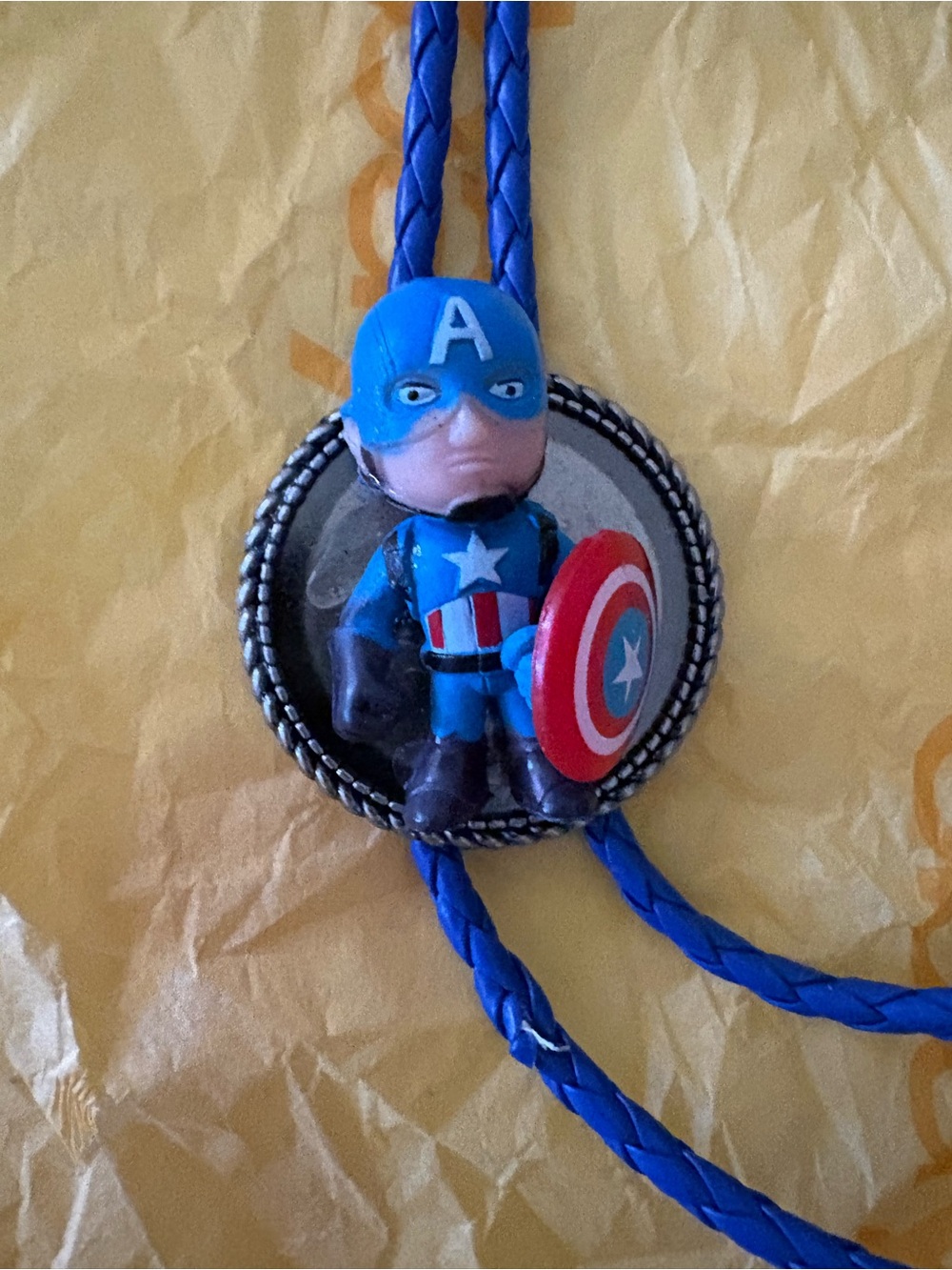 Captain America Blue Bolo Tie Pendant